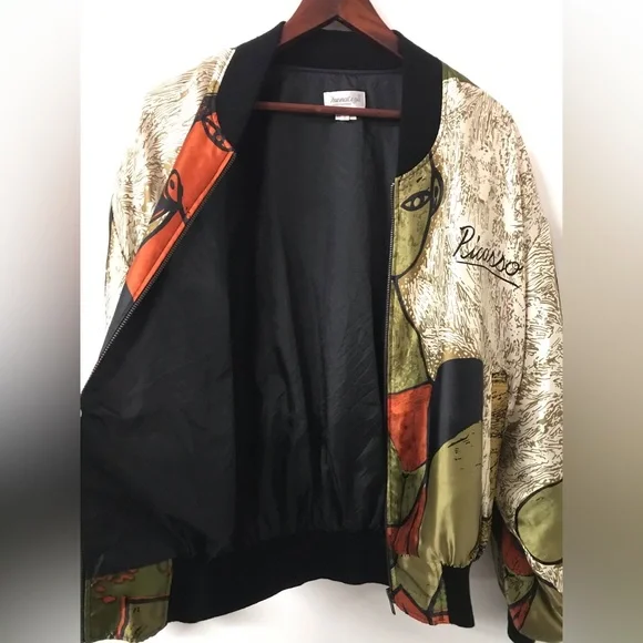 Vintage Picasso silky bomber jacket abstract art street wear monaliza - Picture 6 of 11